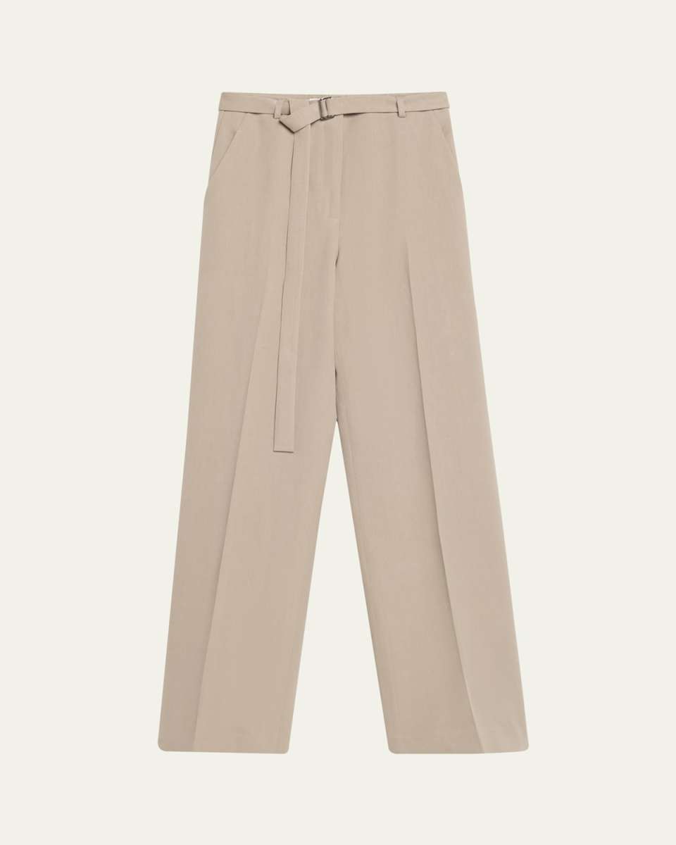 Clark Belted Straight-Leg Cotton Pants